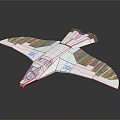 Modern White Airplane Model With Wooden Pattern Wings And Blue Tail Details