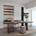 Modern study desk and chair 3d model