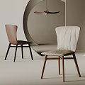 Modern Brown And Beige Leather Dining Chairs With Wooden Legs Design