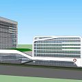 Modern Hospital Building With Glass Windows And Red Cross Sign Design