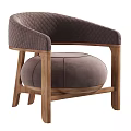 Elegant Taupe Single Sofa with Quilted Pattern Wooden Legs and Matching Ottoman