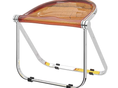 Modern Transparent Orange Acrylic Single Chair With Chrome Metal Frame Design 3d model