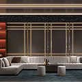 Luxury KTV Room With White Sofas Stools And Wine Cabinet 3d model
