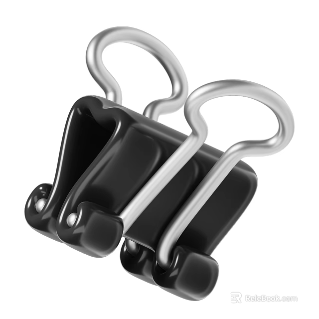 Black Binder Clips With Silver Metal Handles For Daily Office Supplies 3d model 