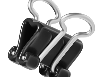 Black Binder Clips With Silver Metal Handles For Daily Office Supplies 3d model