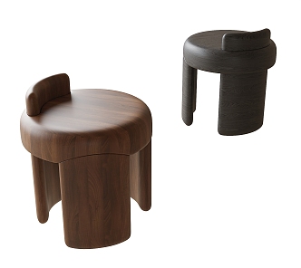 Modern solid wood stool 3d model