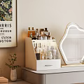Multi layer White Cosmetic Organizer with Lighted Mirror for Makeup Skincare Products