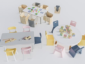 Modern Children's Tables and Chairs Children's Furniture 3d model