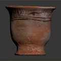 Traditional Handcrafted Red Pottery Sculpture Vessel With Carved Patterns And Base