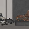 Modern Black And Copper Rattan Lounge Chairs For Stylish Indoor Display With Modern Design