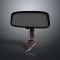 Stylish Rearview Mirror Design With Hanging Red And Black Sneakers For Home Use