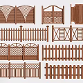 Various Decorative Wooden Fence Designs with Different Patterns and Styles 3d model
