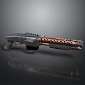 Modern Metallic Gun With Black And Copper Perforated Barrel And Grip