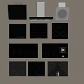 Induction Cooker Smoke-free Range Hood Embedded Range Hood Gas Stove 3d model