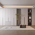 Modern Wardrobe Design With Open Shelves And Wooden Floor