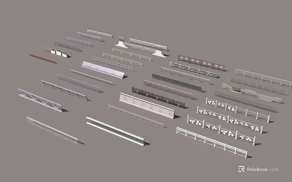 Municipal Road Infrastructure Featuring Road Barriers Traffic Signs Pedestrian Walkways and Drainage Systems 3d model 