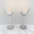 Modern Stylish Candle Lamps In Silver Gold Black White On Marble Tabletop