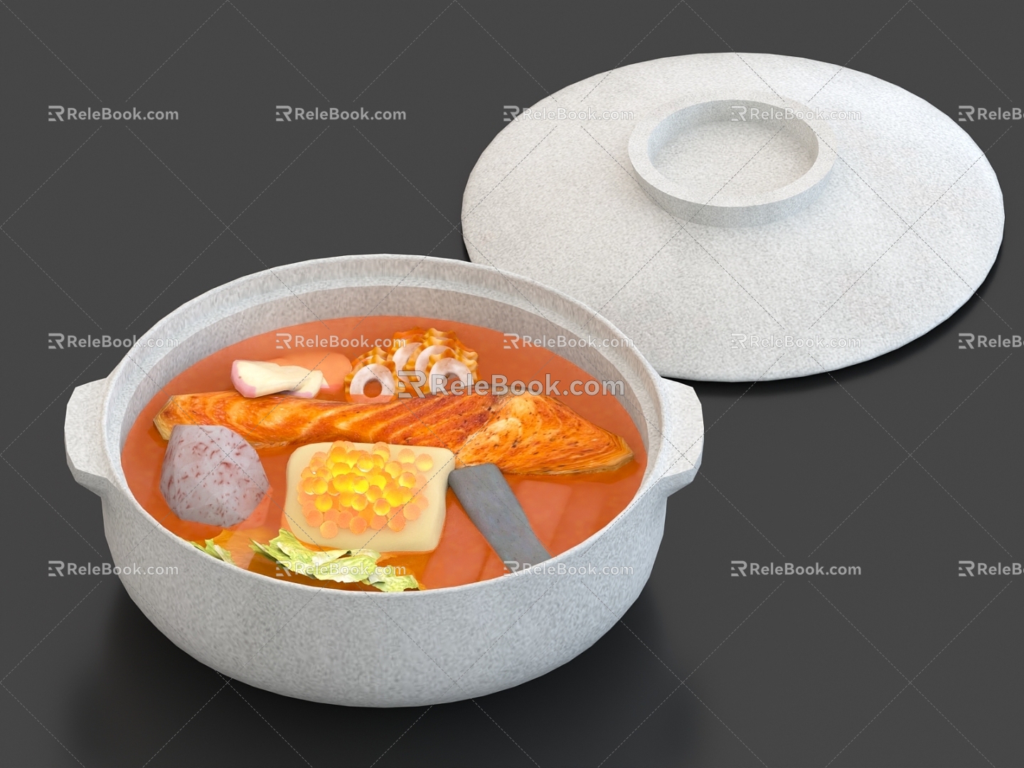 Japanese Hot Pot Soup Base Food Stew Seafood Soup 3d model