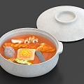 Japanese Hot Pot Soup Base Food Stew Seafood Soup 3d model