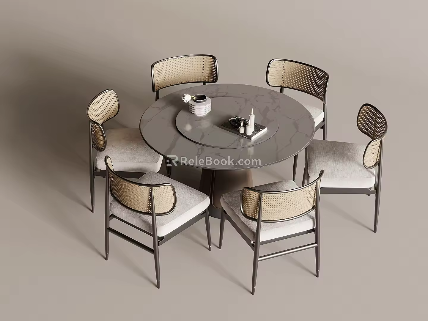 Middle Style Dining Table Round Dining Table 3d model