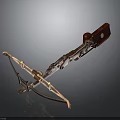Antique Crossbow Weapon Traditional Design With Red Brown Stock And Metal Components