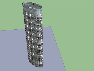 Modern High Rise Building Exterior Design With Curved Glass Facade And Floors 3d model