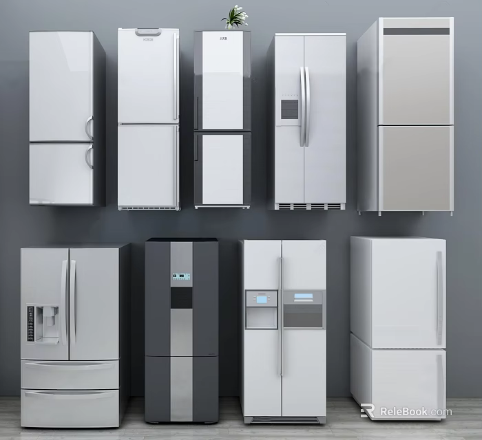 Various Modern Refrigerators And Freezers With Double Door Water Dispenser Designs 3d model 