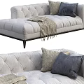 Tufted Light Gray Chaise Lounge With Decorative Pillows And Throw Blanket 3d model