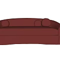 Modern Red Velvet Sofa With Rounded Arms And Comfortable Multi Seat Design 3d model