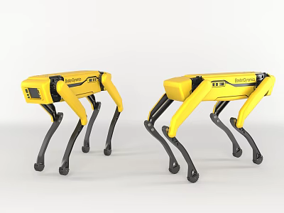 Yellow Four Legged Robots With Mechanical Legs And Modern Design 3d model