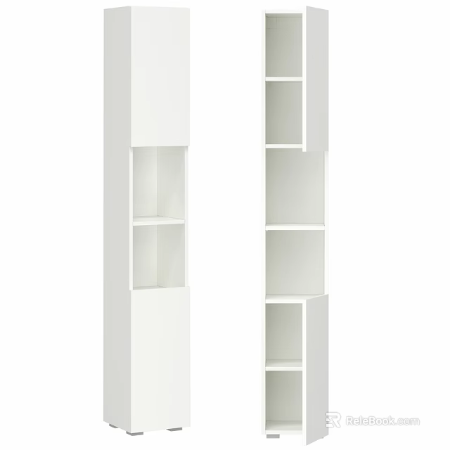 Modern White Bathroom Vanity With Functional Open Shelves And Storage 3d model 