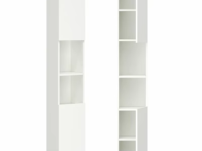 Modern White Bathroom Vanity With Functional Open Shelves And Storage 3d model