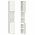 Modern White Bathroom Vanity With Functional Open Shelves And Storage