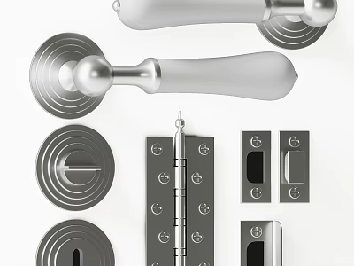 Modern Stainless Steel Door Handles With Lock Components And Home Interior Parts 3d model