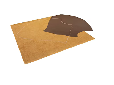 Vintage Brown Irregular Shaped Wool Carpet Nordic Carpet for Living Room 3d model