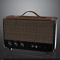 Vintage Portable Speaker With Leather Handle Textured Panel And Metal Trim
