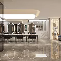 Modern Elegant Beauty Hair Salon Interior With Marble Floor Mirrors And Styling Chairs