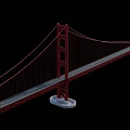 Iconic Red Suspension Bridge With Tower Structure And Cable Design Details 3d model