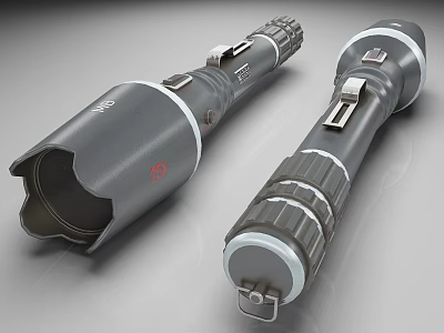 Two Gray Tubular Devices With Metal Components And Connector Ends Design 3d model