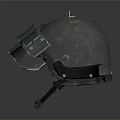 Tactical Weapon Helmet With Metallic Construction Green Visor And Protective Design 3d model