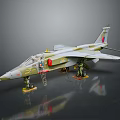 Detailed Military Fighter Jet On Ground With Landing Gear And Access Ladder