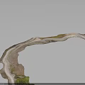 Winding Terrain Model With White Path Green Vegetation Brown Land And Gray Background