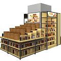 Multi Tiered Retail Display Shelves With Baskets Products And Digital Screens 3d model