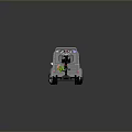 White Vintage Microtrans Van Towing Black Bicycle On Small Trailer