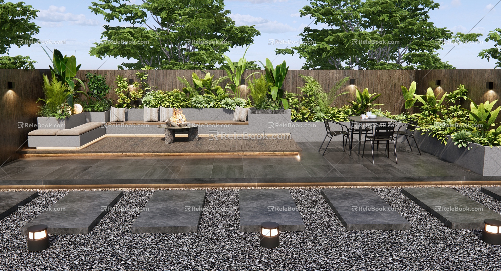 Roof Garden Modern Garden 3d model