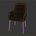 Modern Brown Leather Leisure Chair With Diamond Quilted Backrest Armrests And Metal Legs
