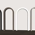 Various Colored Arch Frames Against Light Wall With Wooden Floor