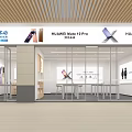 Modern Digital Store Interior With Smartphones Headphones Display Shelves And Bright Lighting