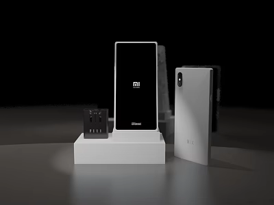 MI Smartphones Display On Stand With Front Logo And White Back Design 3d model