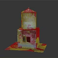 Vintage Lighthouse Model Display With Red Roof Light Blue Tower And Small Window